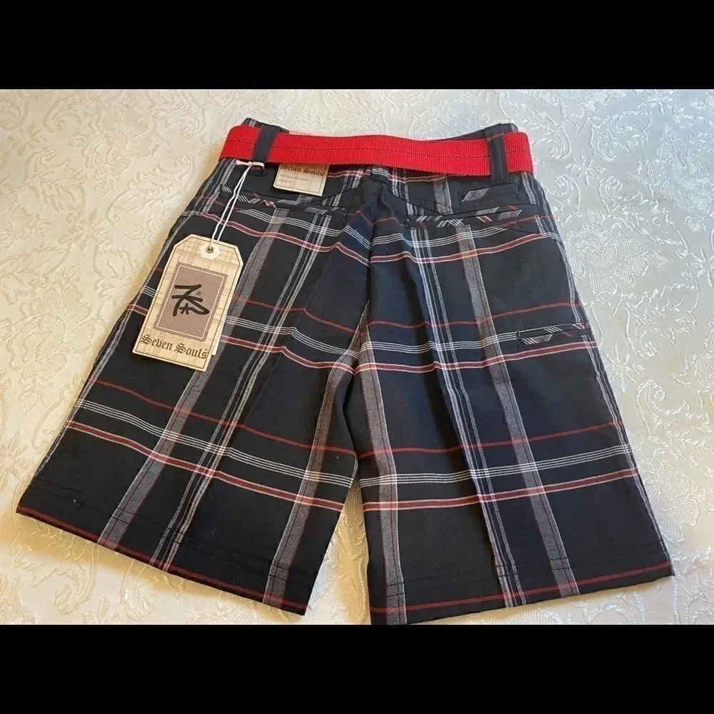 Kids Seven Souls Boys Plaid Fashion Shorts size 6